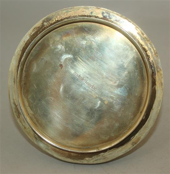 Anthony Redmile. A circular horn and ostrich egg box and cover, 7.25in.